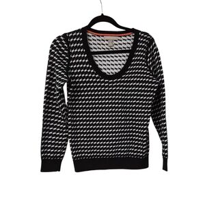 Banana Republic Black and White Patterned Sweater Size M PETITE
